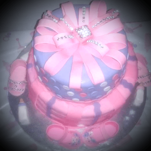 Bling Baby Shower Cake!  Red Velvet cake w/Crusted