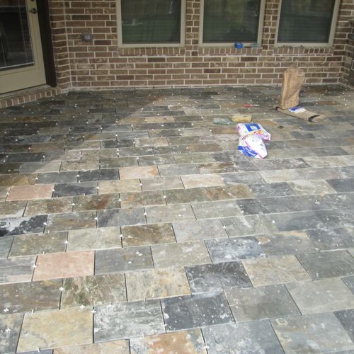 slate tile on back porch