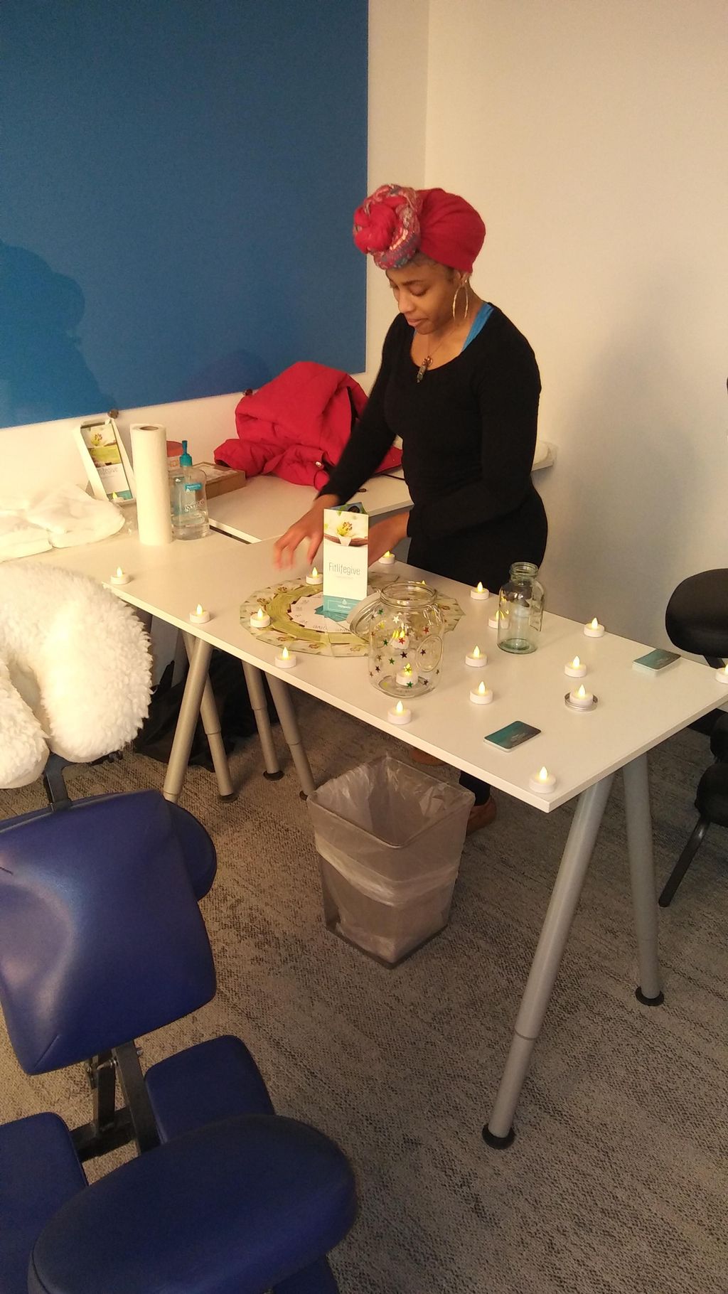 Dabi setting up our work stations at corporate eve