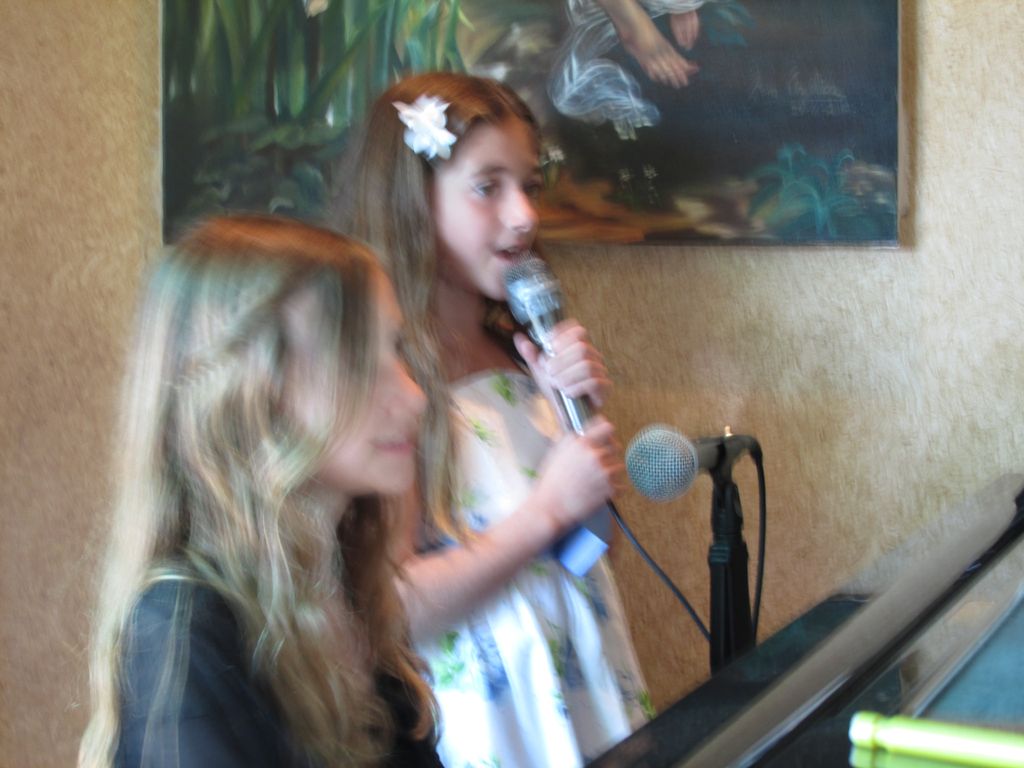 Playing an accompaniment to a pop song.