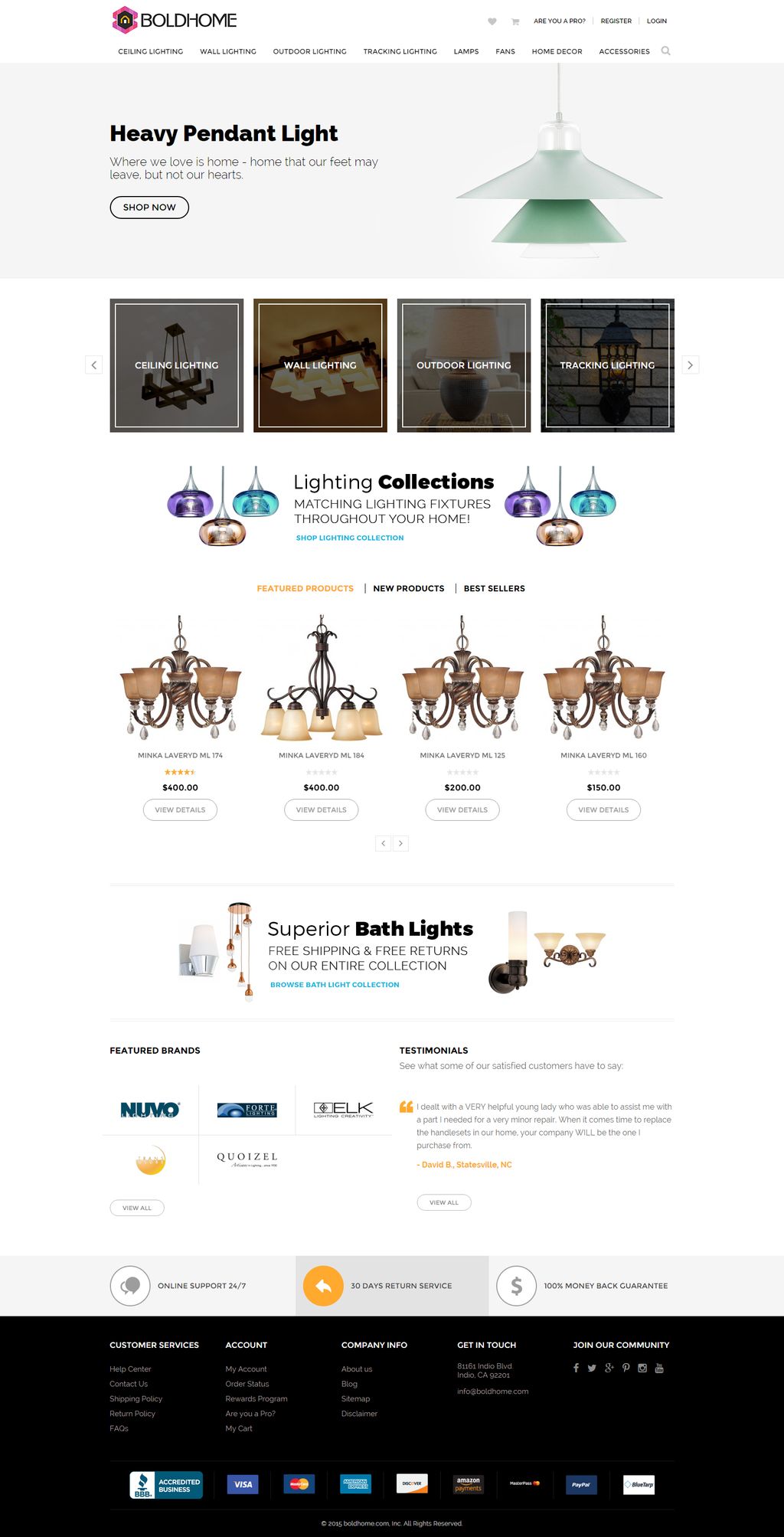 Magento eCommerce store designed for home lighting