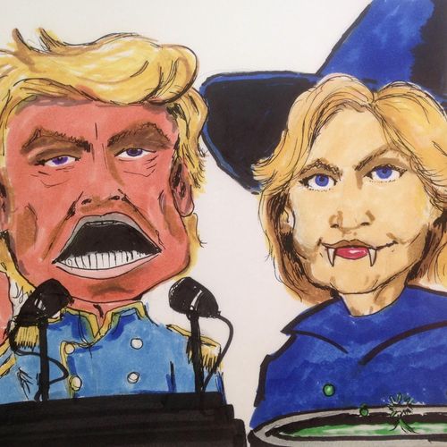 Election Party Caricatures for Bier Brewery. Ink &