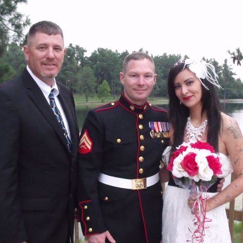 Nothing appealing than a Marine and his bride at h