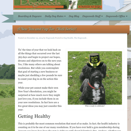 Screen shot of Wordpress site I completed along wi