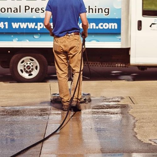 Driveway Washing with Walk Behind Surface Cleaner