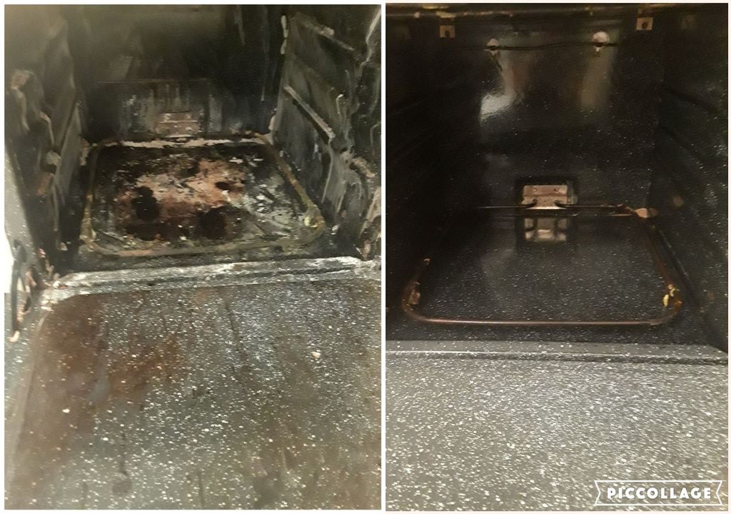 Before and after oven cleaning