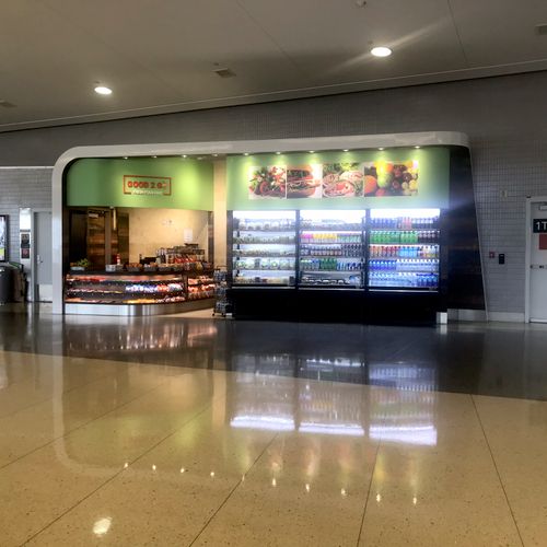 A commercial kiosk at an airport