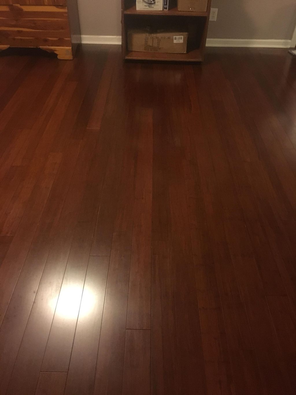 Used with Bona floor cleaner and gloss. Bamboo flo