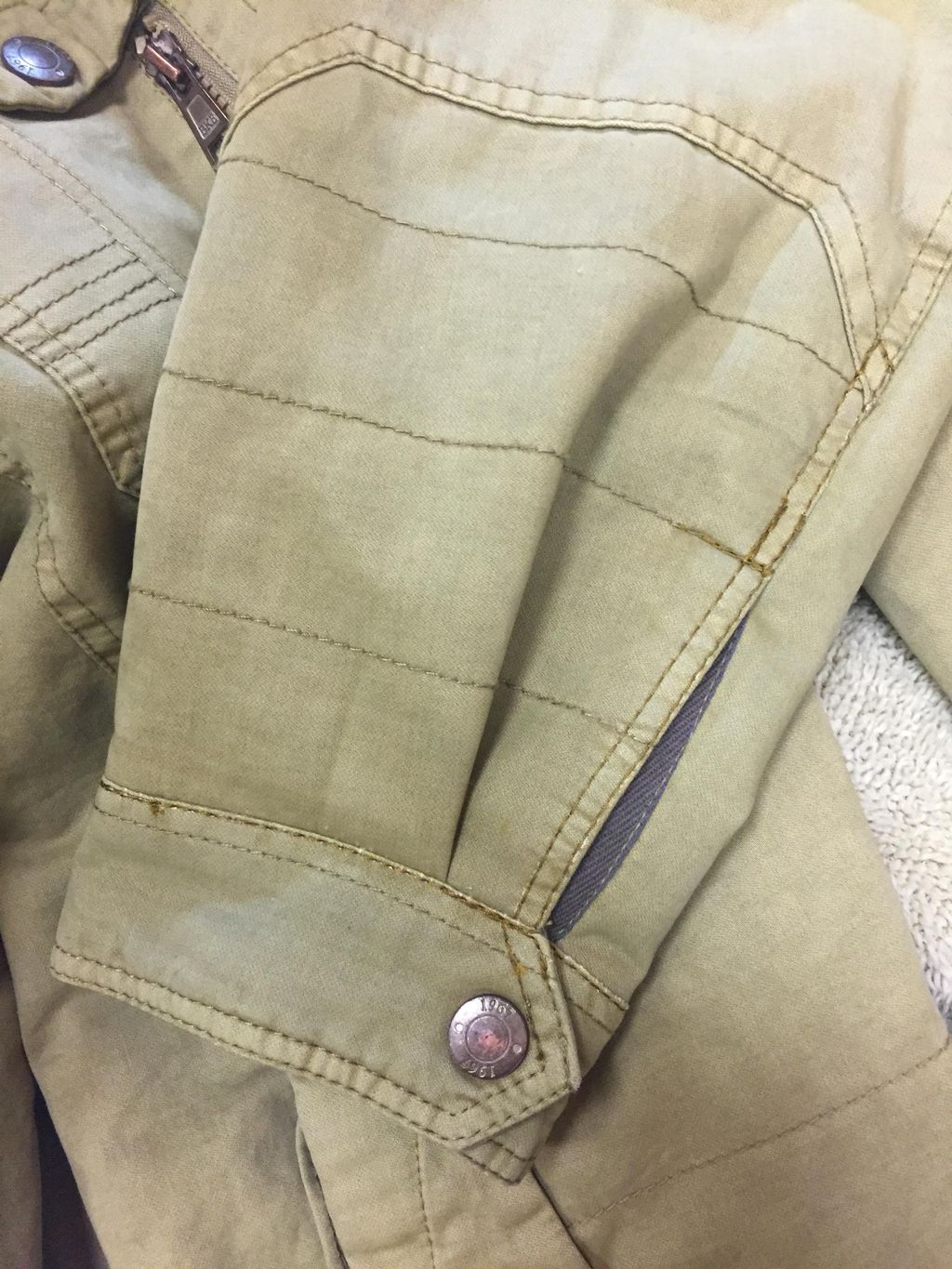 Jacket sleeves shortened & placket created.