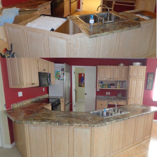 Installation of Counter top purchased from Menard'