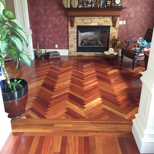 Custom hardwood floors with design - residential p