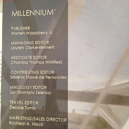 The masthead of Millennium Magazine with credit as