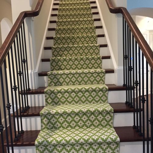 Full staircase residential carpet binding