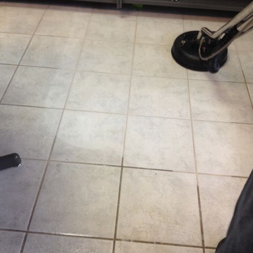 Tile and grout cleaning in break room