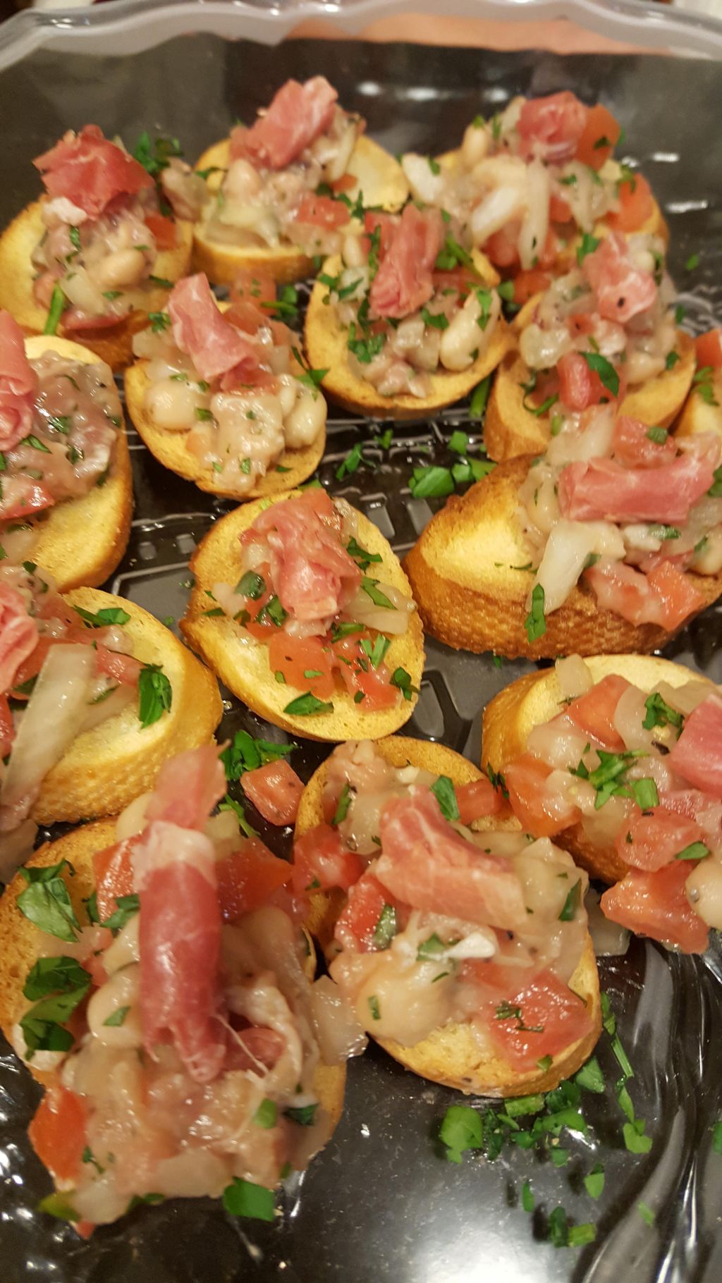 Bruschetta with white beans and prosciutto