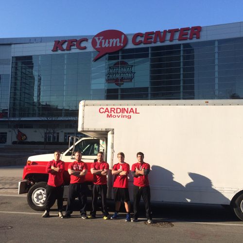 Some of the crew in front of the Yum Center!