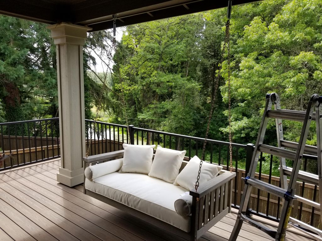 Porch swing assembly and installation