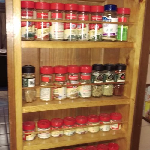 Spice Rack- This is a 6 shelf rack. It can hold 24