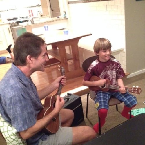At client's house with Ukulele student