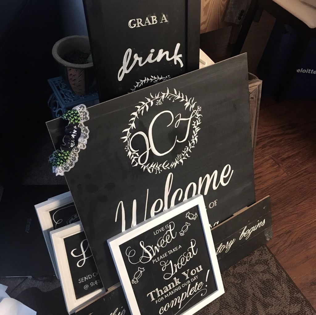 Custom chalk wedding signage