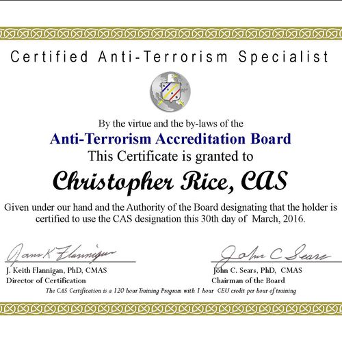 Certified Anti Terrorism Specialist