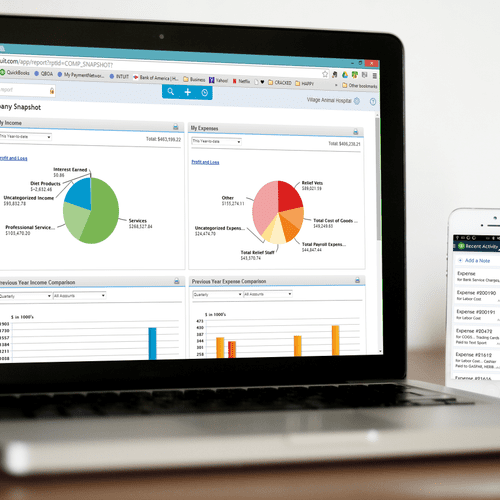 QuickBooks® offers simple, quick visual reports. Y