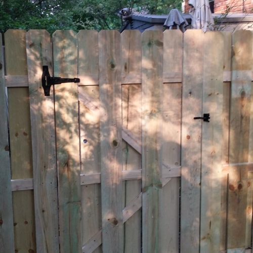 Shadow - box fence gate and hardware 