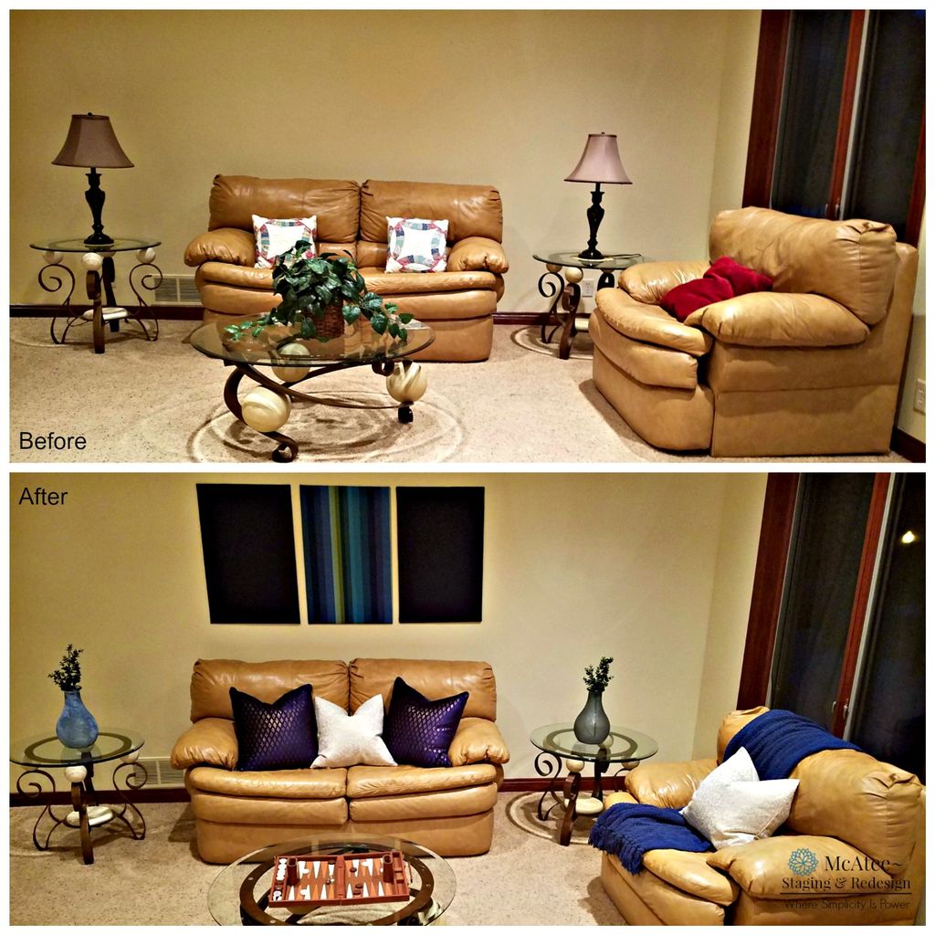 Home staging project basement family room before a