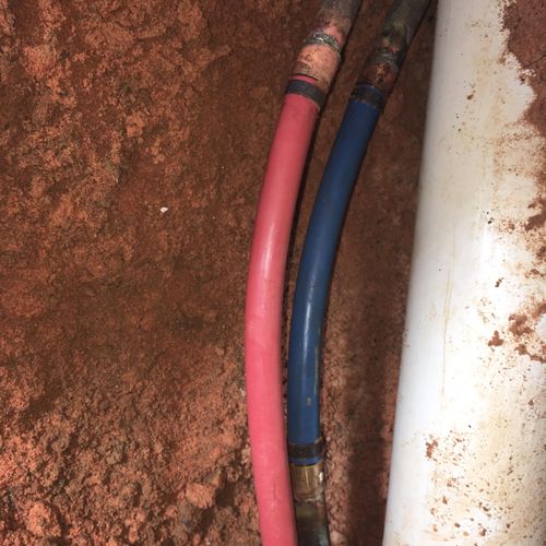 Repaired using 3/4" pex piping. 