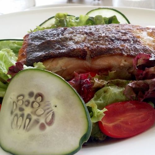 Healthy and elegant salmon salad