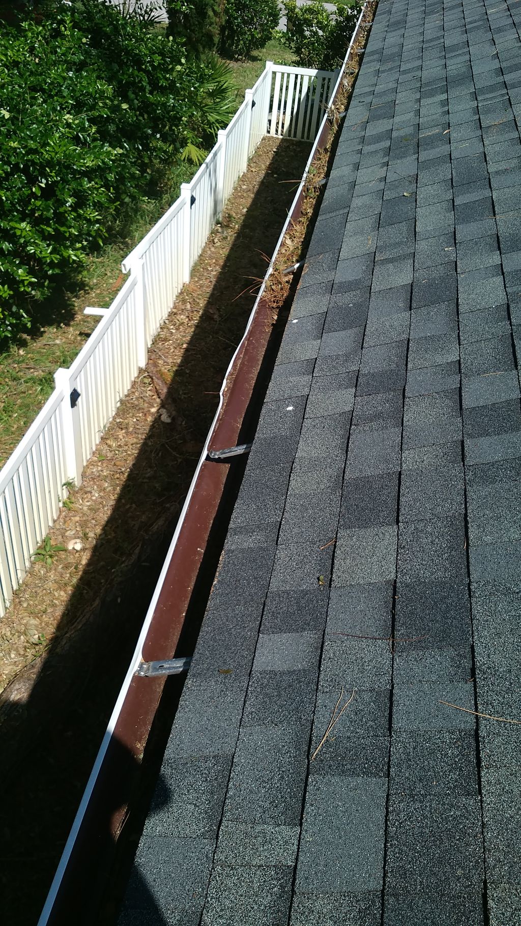 Gutter and roof debris cleaning.