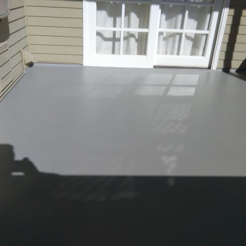 Finish trowl coat on a water proof Deck