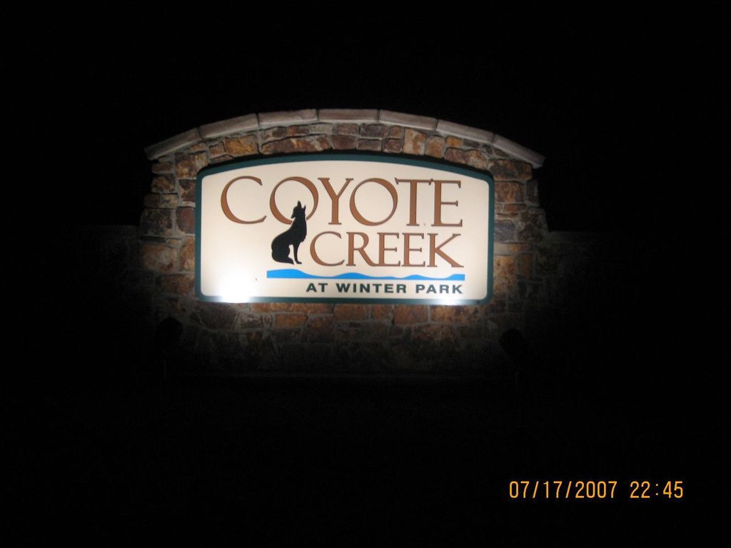 Sign light at night, Tabernash CO