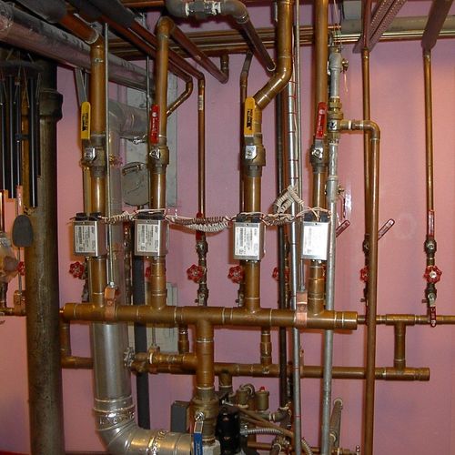 2 Stage, 4 Zone Hot Water Boiler Piping