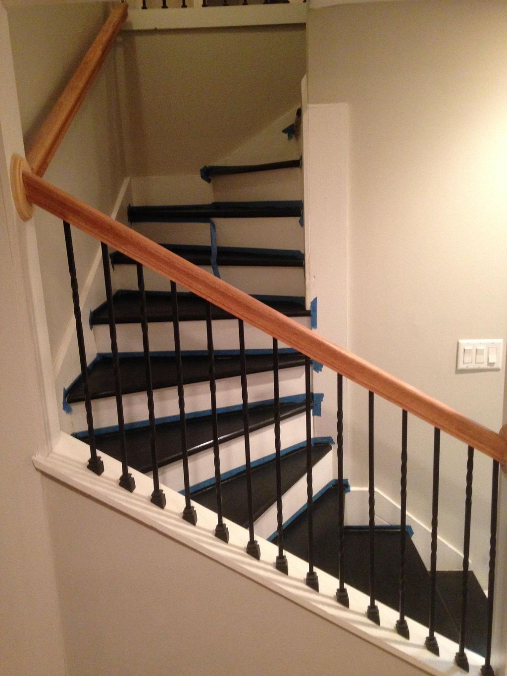 To Ebony stain and painted risers (newel post too!