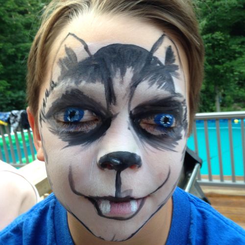 Wolf with eyes shut face painting