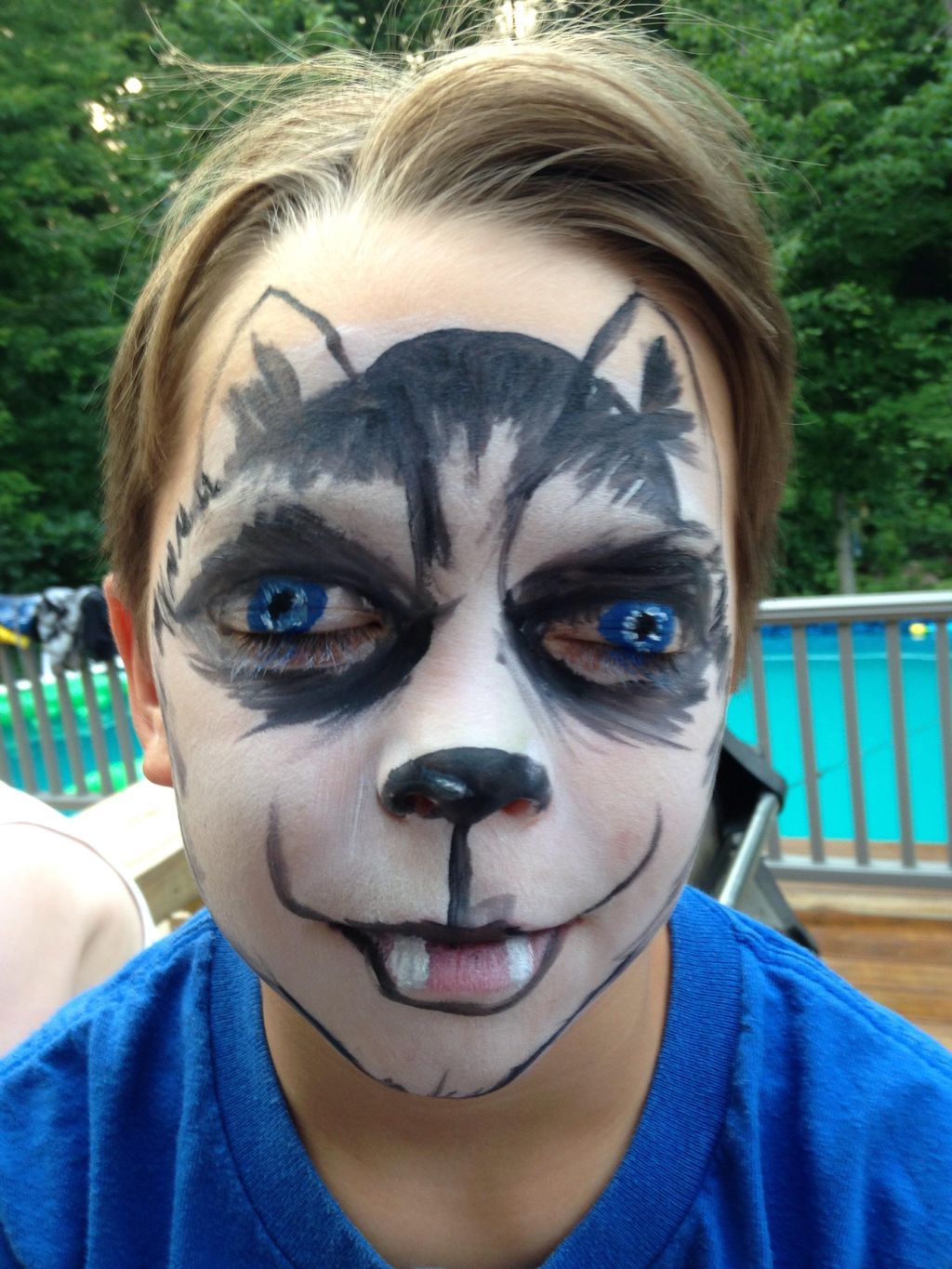 Wolf with eyes shut face painting