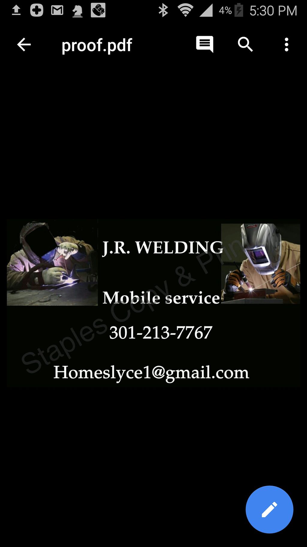 J.R. Welding llc 3012137767