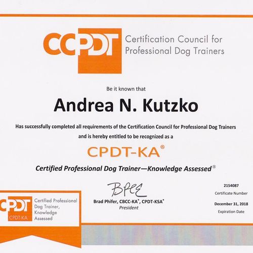 I am one of 3 Certified Professional Dog Trainers 