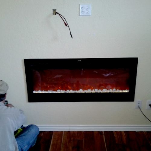 IN SET ELECTRIC FIRE PLACE WITH 60" FLAT SCREEN AB