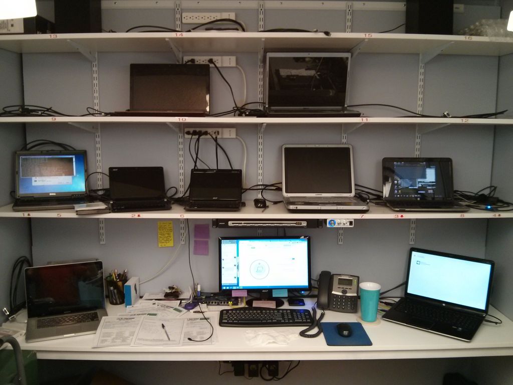 A number of laptops in for repair. Having them all