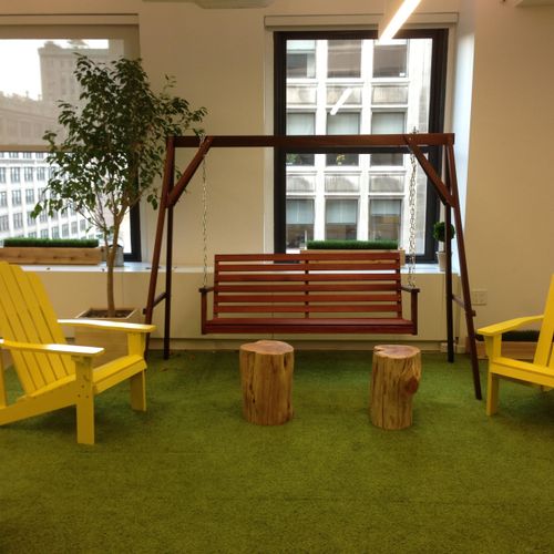 Indoor office park: Flor tiles, chair swing, Adiro