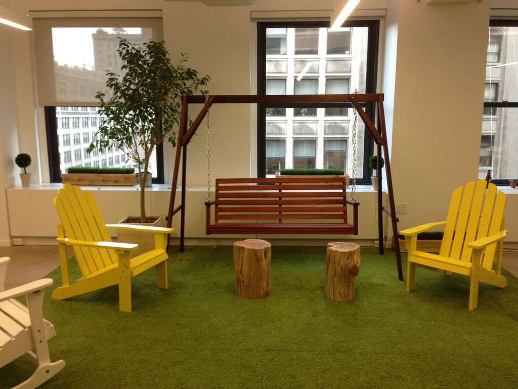 Indoor office park: Flor tiles, chair swing, Adiro