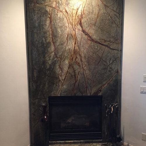 Rain Forest green marble fire place surround floor