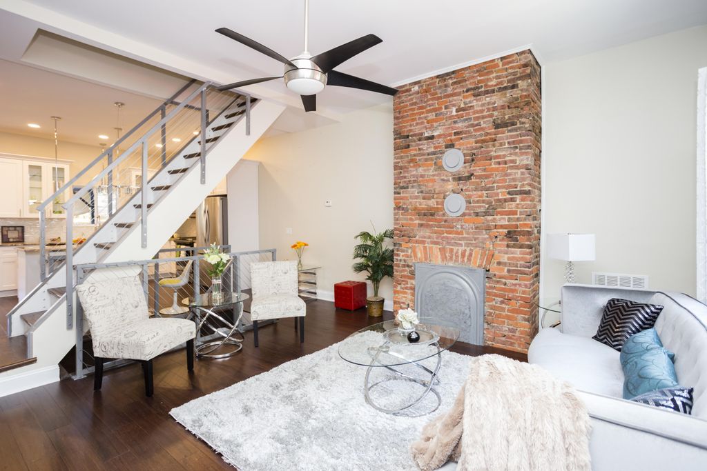 Custom Designed Stairway and Family Room Staging