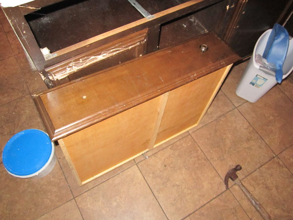 One more pic of the torn up cabinets.