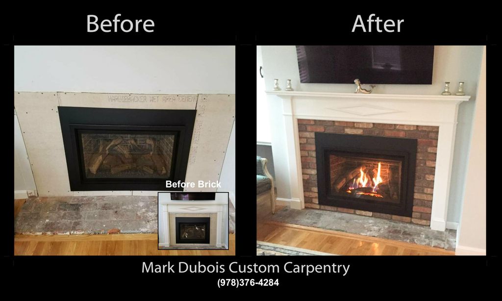 Custom Fireplace Mantel with brick