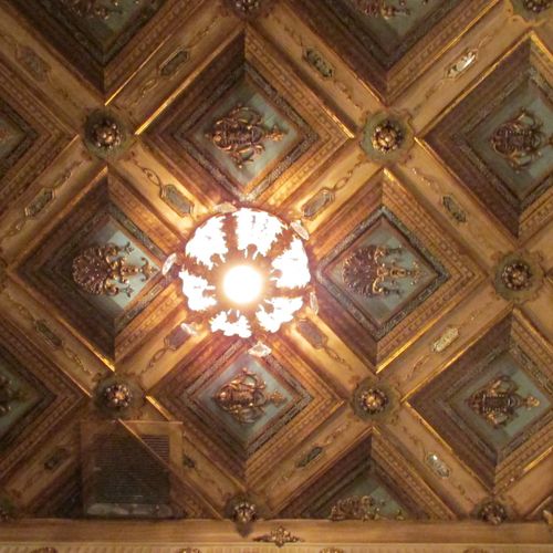 Trompe l'oeil illusion, coffered ceiling executed 