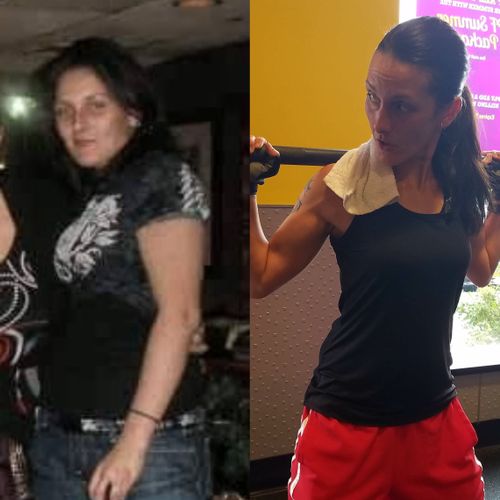 My transformation photos. Right: I was about 150lb