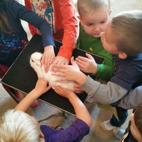 Kids petting Max